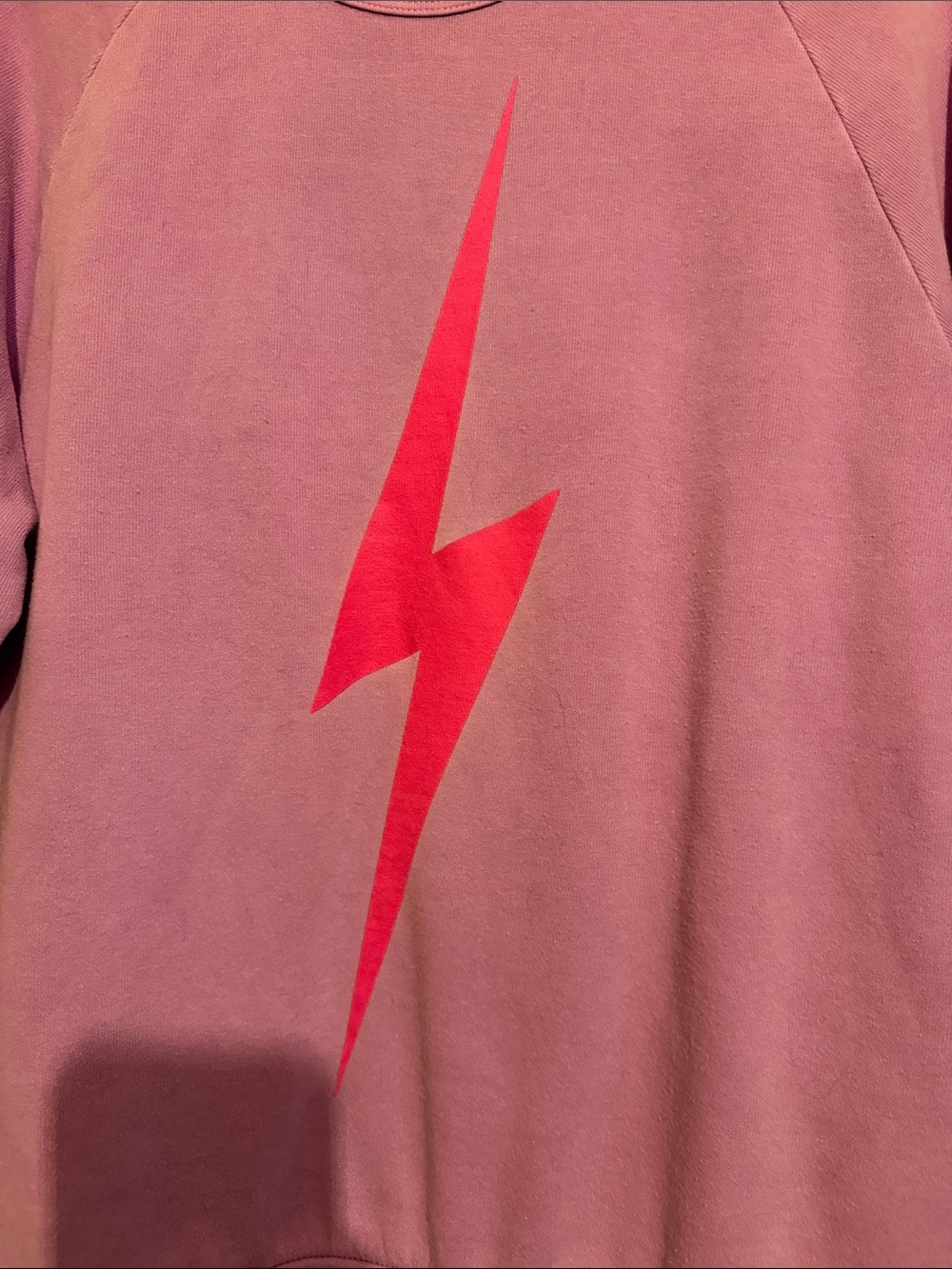 Aviator Nation Lavender Crewneck with Pink Lightning Graphic - Picture 3 of 7